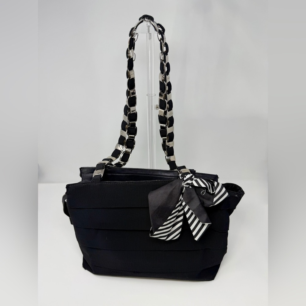 Salvatore Ferragamo Black Shoulder Bag with Metal Chain Handles